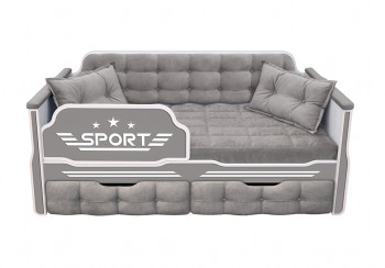 Кровать 160 серии Спорт 2 ящика 45 Серый (подушки) в Горном - gornyj.mebel54.com | фото