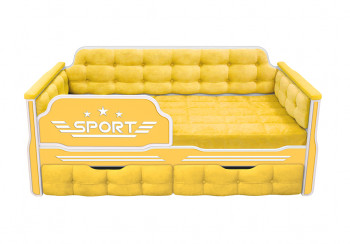 Кровать 160 серии Спорт 2 ящика 74 Жёлтый (мягкие боковые накладки) в Горном - gornyj.mebel54.com | фото