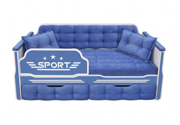 Кровать 160 серии Спорт 2 ящика 85 Синий (подушки) в Горном - gornyj.mebel54.com | фото