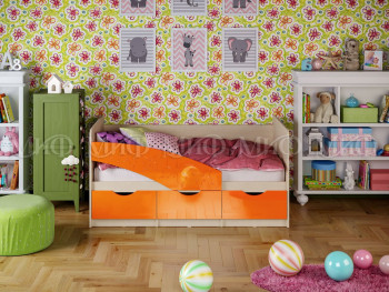 Кровать Бабочки 1,6м (Оранжевый металлик) в Горном - gornyj.mebel54.com | фото