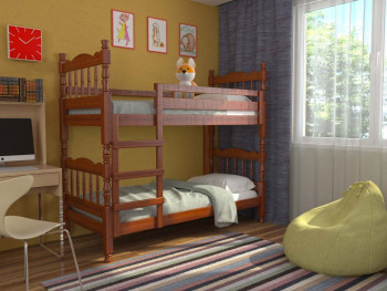 Кровать двухъярусная Соня из массива сосны 800*1890 Орех в Горном - gornyj.mebel54.com | фото