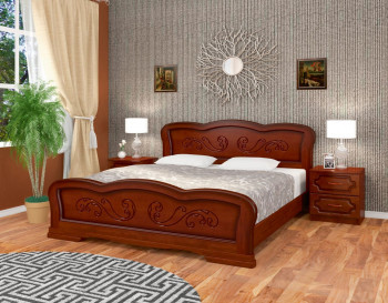 Кровать Карина-8 из массива сосны 1400*2000 Орех в Горном - gornyj.mebel54.com | фото
