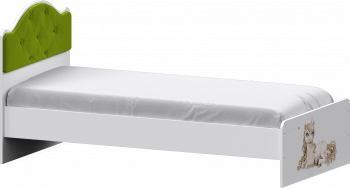 Кровать Каспер с мягкой спинкой и фотопечатью (800х1900)Белый/Лайм в Горном - gornyj.mebel54.com | фото