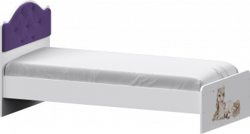 Кровать Каспер с мягкой спинкой и фотопечатью (900х1900)Белый/Фиолетовый в Горном - gornyj.mebel54.com | фото