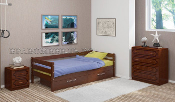 Кровать одинарная ГЛОРИЯ из массива сосны  900*2000 (Орех) в Горном - gornyj.mebel54.com | фото