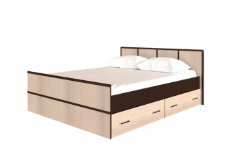Кровать Сакура с настилом и ящиками 1,4 (Венге/Лоредо) в Горном - gornyj.mebel54.com | фото