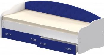 Кровать Софа-7 с мягкой спинкой (800х1900) Белый/Синий в Горном - gornyj.mebel54.com | фото