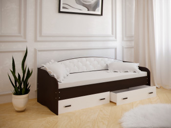 Кровать Софа-7 с мягкой спинкой (800х1900) Венге/ Белый в Горном - gornyj.mebel54.com | фото