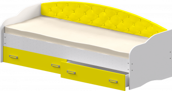 Кровать Софа-8 с мягкой спинкой (900х2000) Белый/Желтый в Горном - gornyj.mebel54.com | фото