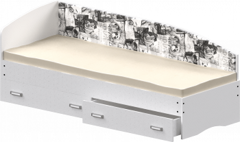 Кровать Софа-9 с мягкой спинкой с рисунком Милана (900х2000) Белый в Горном - gornyj.mebel54.com | фото