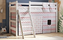 Кровать Соня вариант 6 полувысокая с наклонной лестницей Белый полупрозрачный в Горном - gornyj.mebel54.com | фото