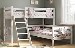 Кровать Соня вариант 8 угловая с наклонной лестницей Белый полупрозрачный в Горном - gornyj.mebel54.com | фото
