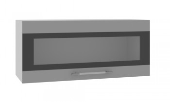 Норд ШВГС 800 Шкаф верхний горизонтальный со стеклом (Софт черный/корпус Белый) в Горном - gornyj.mebel54.com | фото