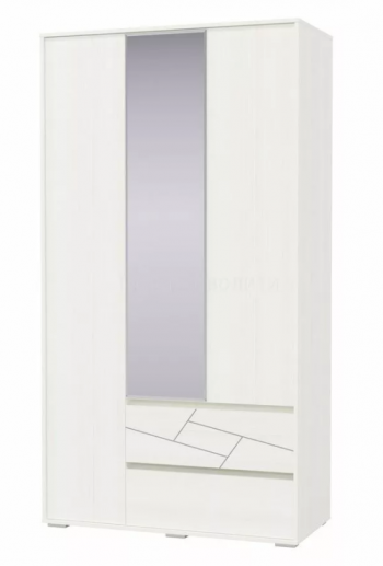 Шкаф 3-х дверный с ящиками Аделина 1200 Рамух белый в Горном - gornyj.mebel54.com | фото