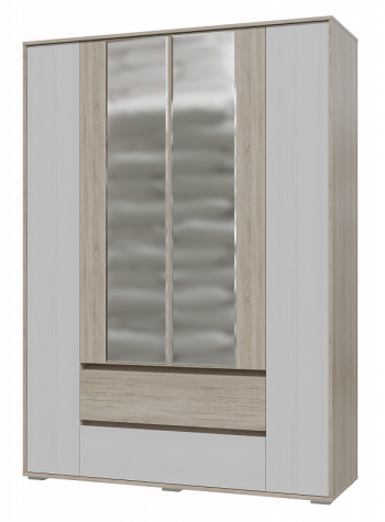 Шкаф 4-х дверный с ящиками Мальта 1600 Дуб сонома/Рамух белый в Горном - gornyj.mebel54.com | фото
