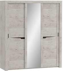 Шкаф трехдверный Соренто с раздвижными дверями Дуб бонифаций/Кофе структурный матовый в Горном - gornyj.mebel54.com | фото