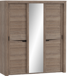 Шкаф трехдверный Соренто с раздвижными дверями Дуб стирлинг/Кофе структурный матовый в Горном - gornyj.mebel54.com | фото